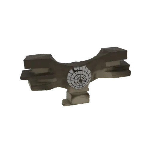 3D model of a fossilized ammonite sculpture with a detailed stone texture, set against a black background.