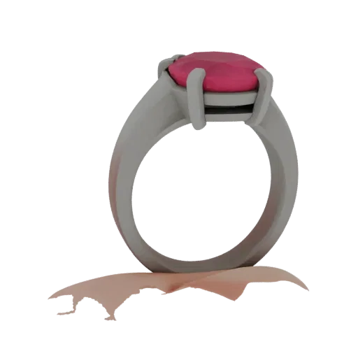 Modèle 3D Bague Rubis prêt à imprimer, rendu studio trois-quarts avant, montrant la forme, la surface et les repères d'échell