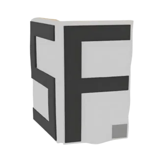 A 3D render of the 'SF' logo, with bold dark letters 'S' and 'F' on a white background, and a small grey square on the 'F'.