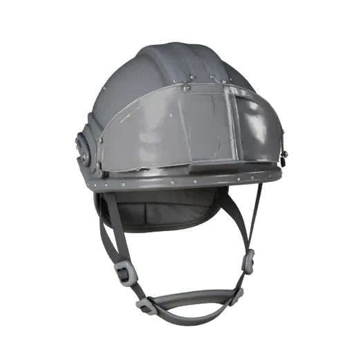 Modèle 3D imprimable Casque de Secours Industriel, rendu STL isométrique, montrant des protections transparentes, silhouette