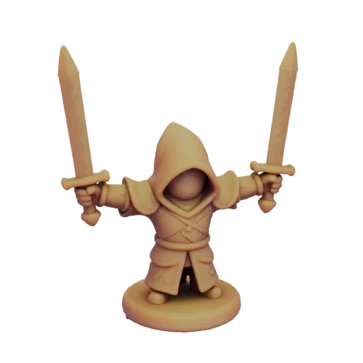 Miniatura STL de Pícaro Medieval Victoria, render de mesa a tres cuartos, miniatura de escaramuza imprimible en resina con il