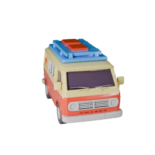 Printable Retro Van STL 3D Model - Display & Collectibles