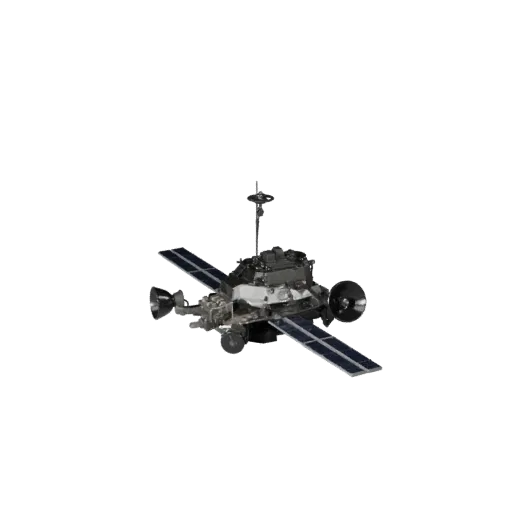 Research Space Probe Modular 3D model, isometric modular kit view, showing solar panels, spacecraft silhouette.