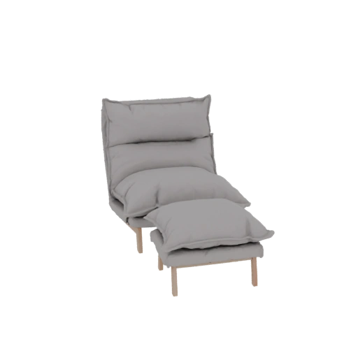 Gray Floor Lounge Chair with Ottoman
