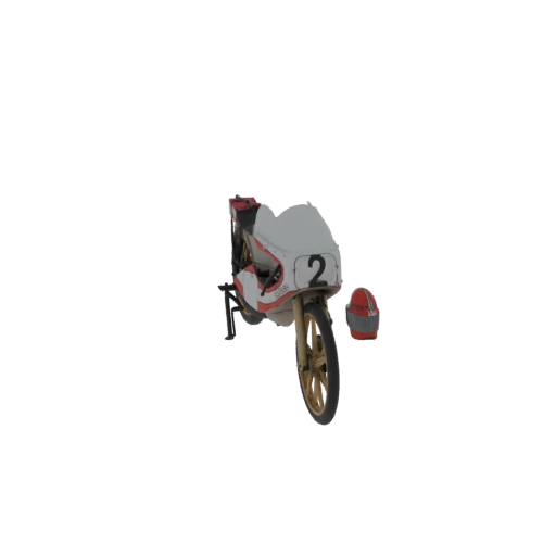 Vintage Racing Motorcycle with Helmet