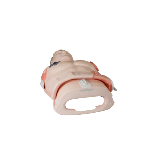 Nursing CPR Torso Trainer Stylized 3D model, stylized isometric render, showing neutral plastics, form detail.