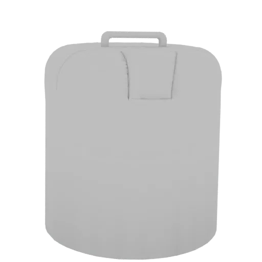 Top-down view of a minimalist white suitcase 3D model with a single handle on top.