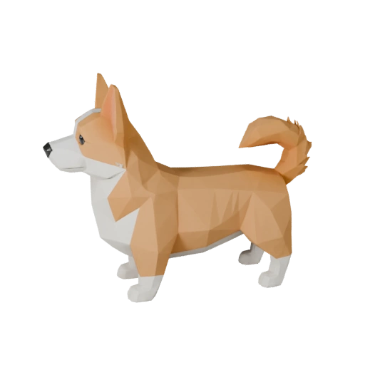 Modèle 3D Chien Corgi Low Poly - Asset de Jeu Unity avec FBX | PBR