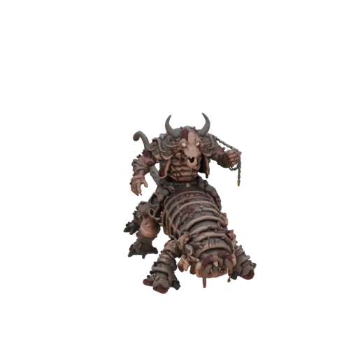 3D model of demonic rider on centipede monster with segmented armor and dripping blight