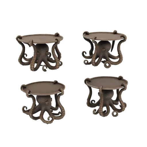 Anteprima modello 3D di un supporto da tavolo con finitura bronzo, progettato come un polpo con i suoi tentacoli che sorreggo