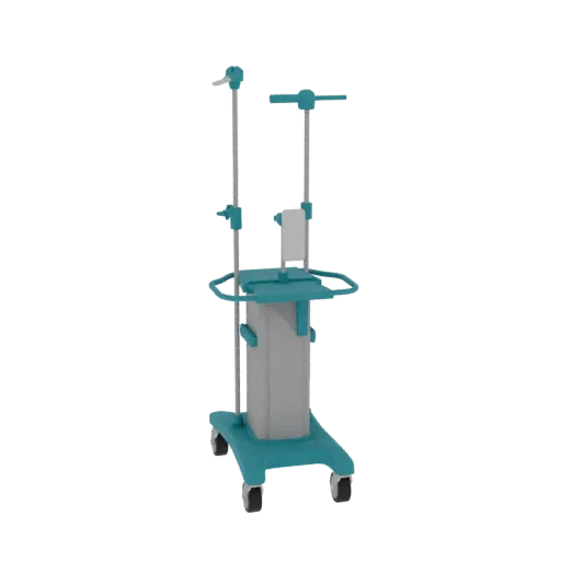 Clinic IV Stand Realistic 3D model, three-quarter studio render, showing painted metal, clinical silhouette.