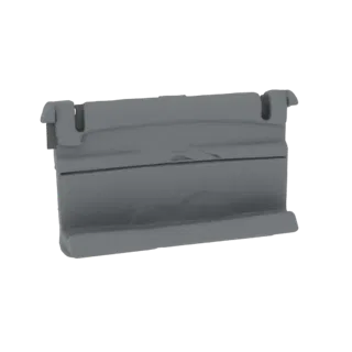 A 3D render of a grey, industrial metal clip holder with visible clips and a functional design, isolated on a white backgroun