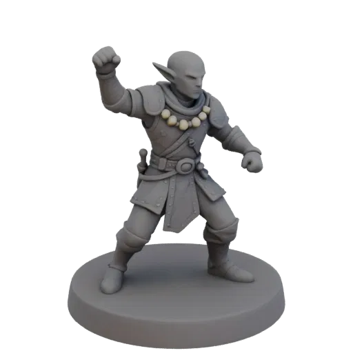 Medieval Elf Fighter Miniature STL - Attack