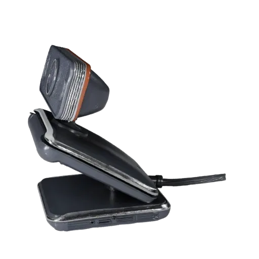Ergonomic Webcam Modular 3D model, isometric modular kit view, showing plastic shells, desktop scale.