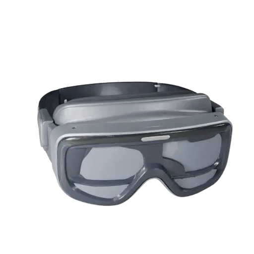 Medical Style Smart Glasses 3D model, three-quarter front view, AR viewer studio render, showing silicone, wearable fit.