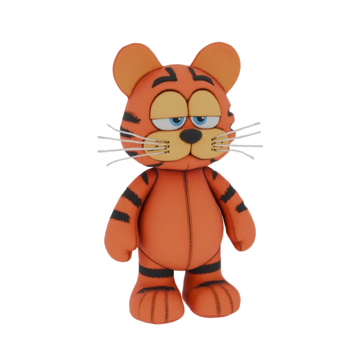 Grumpy Tiger Plush Toy 3D Model