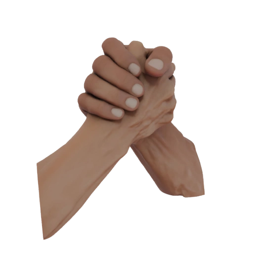 3D Arm Wrestling Hands Model, Photorealistic