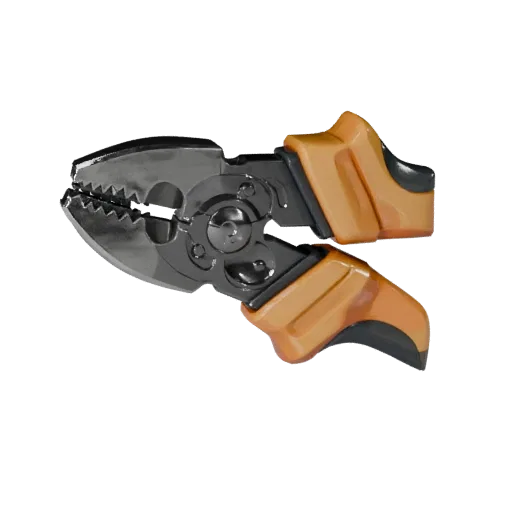 Insulated Pliers Stylized 3D model, stylized isometric render, showing painted metal, clear grip zones.