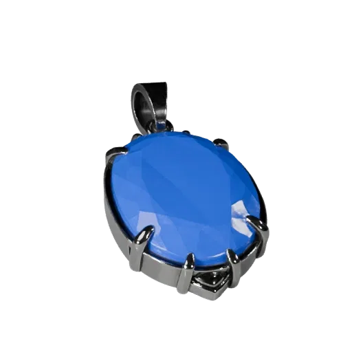 Sapphire Pendant game ready 3D model, side view studio render, with calibrated pendant silhouette and material reads.