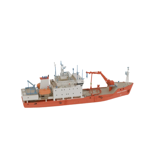 Orange and White Research Vessel 3D Model