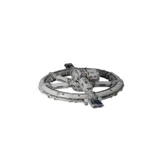 Deep Space Station Corridor High Poly 3D model, close-up studio render, showing metal modules, modular station layout.