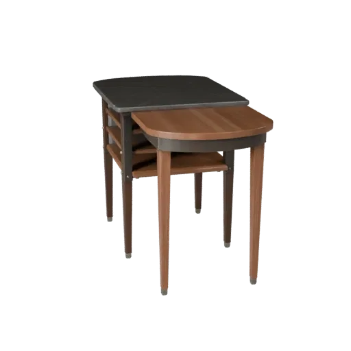 Extendable Side Table 3D model, living room, three-quarter front view, Unreal Engine viewport, wood grain detail.