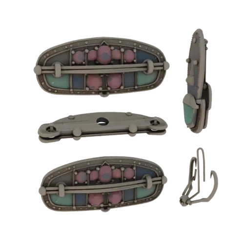 Vintage Brooch collectible detail 3D model, front view studio render, showing brooch silhouette and surface contrast.