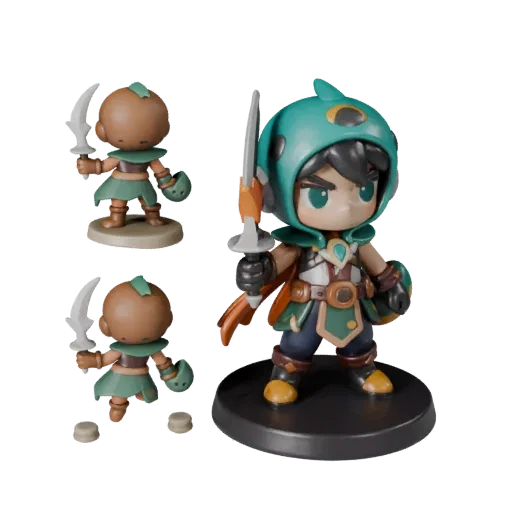 Chibi Fantasy Figurine stylized 3D model preview showing pose, three-quarter game view and surface detail