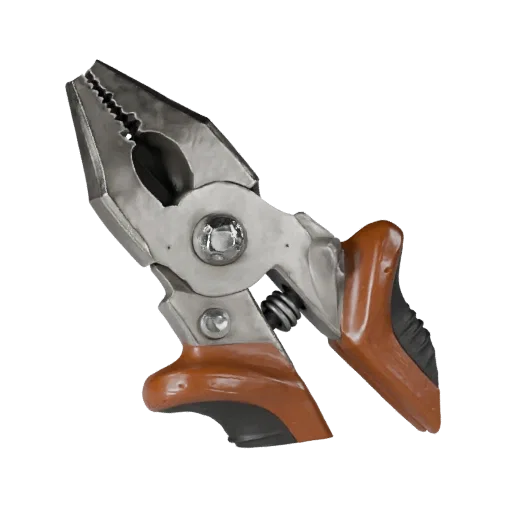 Vintage Pliers Realistic 3D model, three-quarter studio render, showing painted metal, clear grip zones.