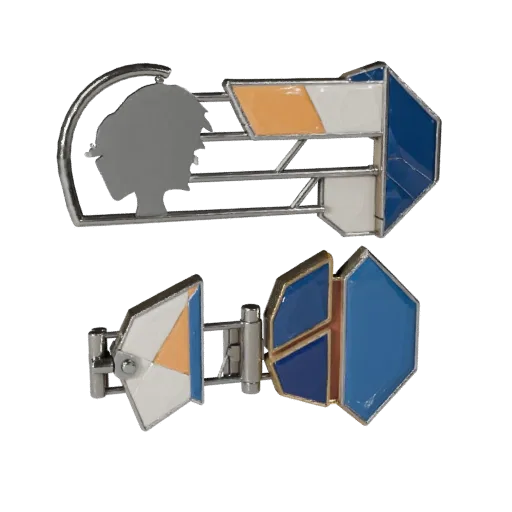 Geometric Brooch game ready 3D model, close-up hero shot, showing brooch proportion and finish under studio key light.