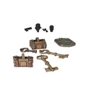 Adventurer Loot Key 3D model, three-quarter front view, Unreal Engine viewport, showing aged wood, form detail.