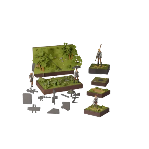 Forest Display Diorama GLB viewer 3D model preview showing layered parts, three-quarter view, depth and display scale