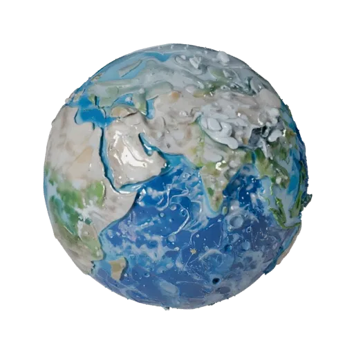 Earth Like Dwarf Planet Stylized 3D model, stylized isometric render, showing rock, spherical body scale.