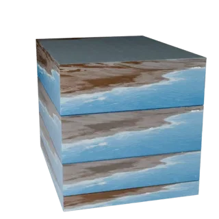 Pacchetto Riva Ghiacciata Modello 3D Realistico, rendering ambientale a tre quarti, che mostra pietra bagnata, bordi dell'acq