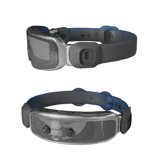 Fitness Smart Glasses Modular 3D model, isometric modular kit view, showing silicone, wearable fit.