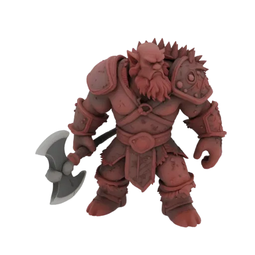 Fantasy Nether Dwarf Barbarian Miniature STL