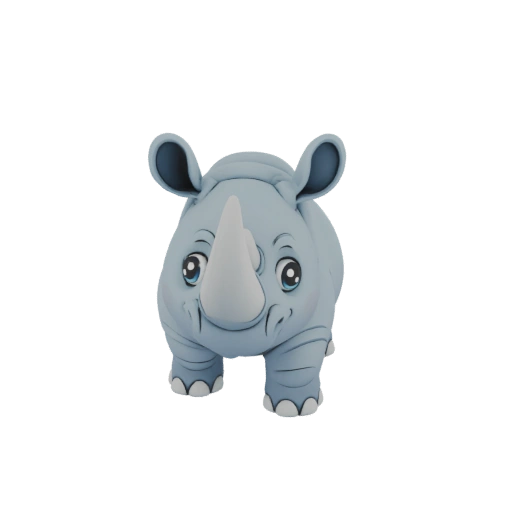 Cute Baby Rhino 3D Model