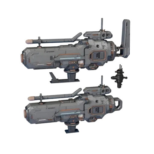 Clean Sci Fi Energy Cell Stylized 3D model, stylized isometric render, showing emissive strips, strong prop silhouette.