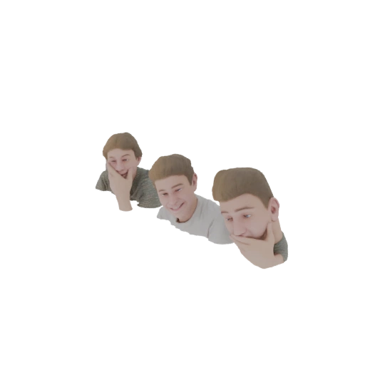 Three Friends Laughing 3D Model