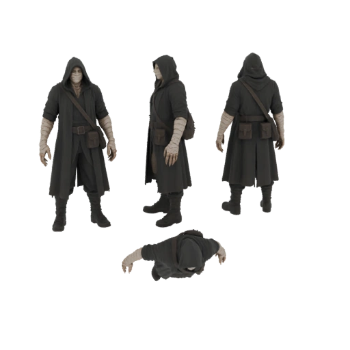 Mysterious Hooded Figure 3D Model