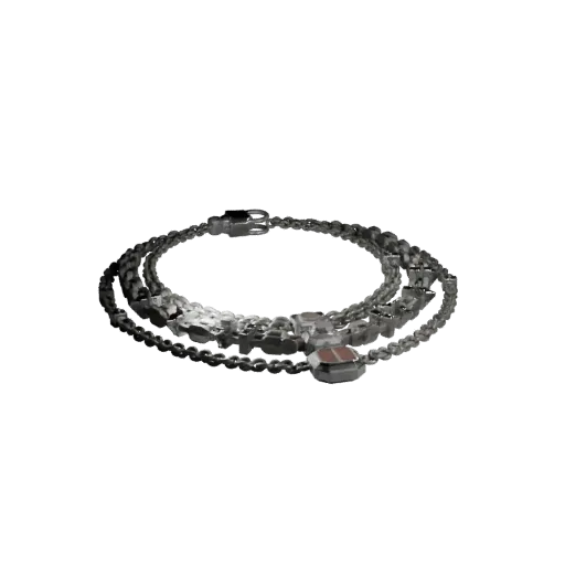 Layered Collar Necklace game ready 3D model, isometric studio render, showing necklace silhouette and surface contrast.