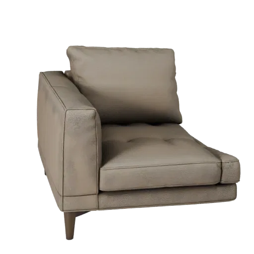 Tufted Sofa Modular 3D model, living room, isometric modular kit view, woven fabric detail.