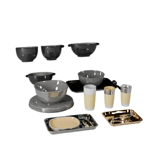 Banquet Salad Bowl Set Product Viz 3D model, three-quarter studio product render, showing ceramic, form detail.