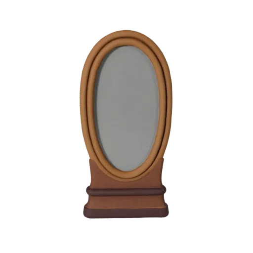 Boho Mirror 3D model, living room, three-quarter front view, Unity viewport, ceramic detail.