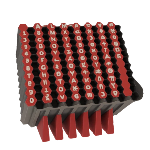 Hexagonal Character Stamp Set Holder with Alphabet and Numbers