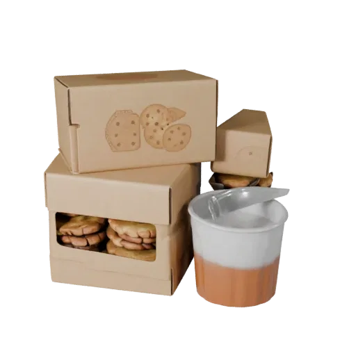 Boxed Cookie Pack Realistic 3D model, three-quarter studio render, showing cardboard, package massing.