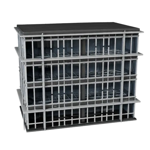 Modern Glass Facade printable STL 3D model, isometric display view, showing building facade materials and architectural detai