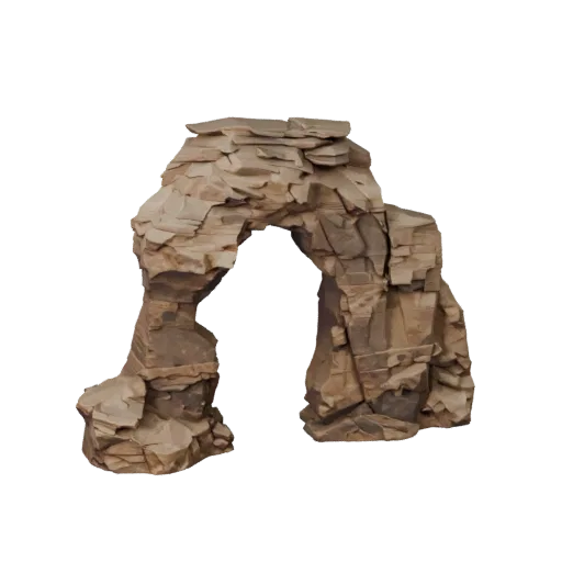 Modèle 3D stylisé de Rocher en Grès, rendu d'environnement stylisé isométrique, montrant des pierres stratifiées, des crêtes