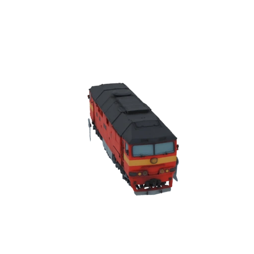 Red and Yellow Diesel Locomotive 3D Model
