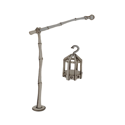 Bamboo Lantern Post with Cage Lantern